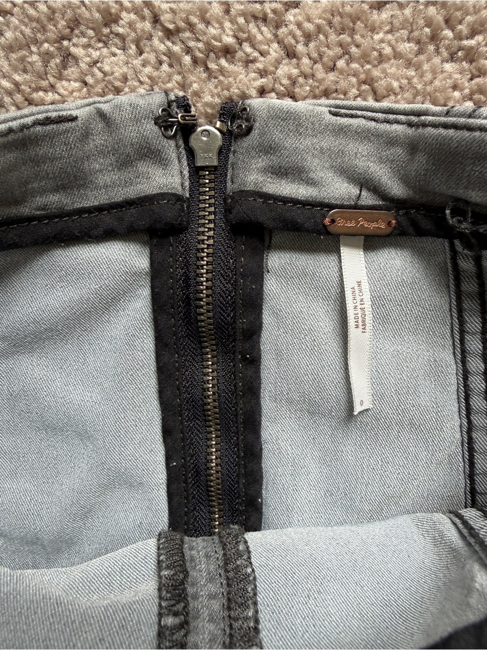 Women's Free People "Modern Femme" Grey Panel Seam Mini Skirt back zipper - Picture 2 of 6